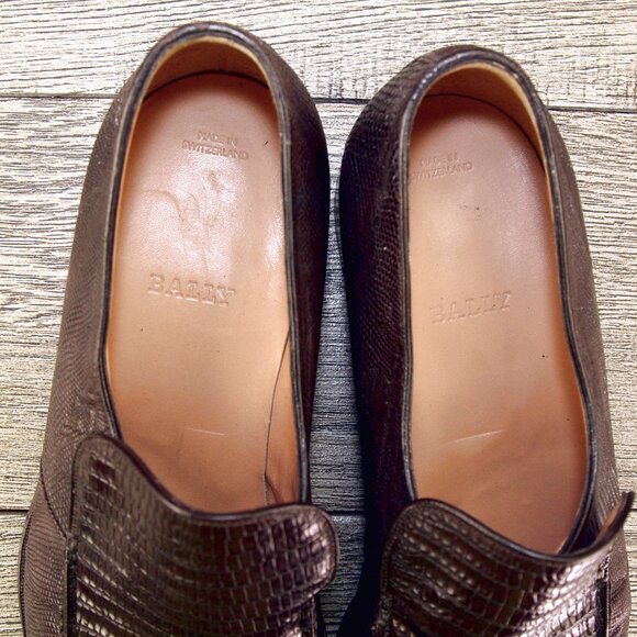 $895 Nordstrom BALLY Genuine Lizard Loafer 11 D Brown * add $15 Cedar Trees - Picture 6 of 14